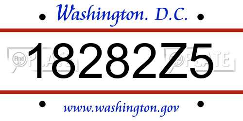 18282Z5 District Of Columbia License Plate