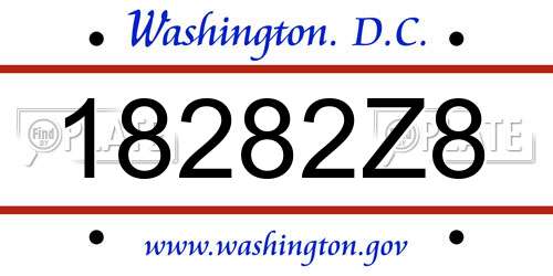 18282Z8 District Of Columbia License Plate