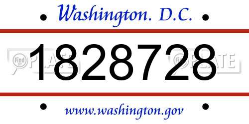 1828728 District Of Columbia License Plate