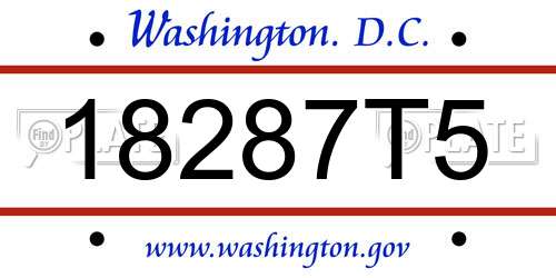 18287T5 District Of Columbia License Plate