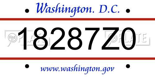 18287Z0 District Of Columbia License Plate