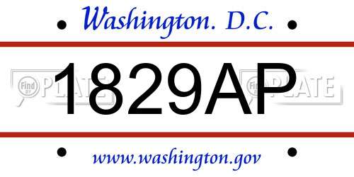 1829AP District Of Columbia License Plate
