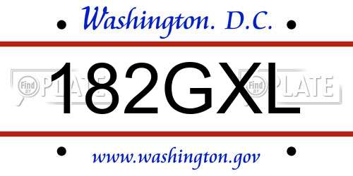 182GXL District Of Columbia License Plate