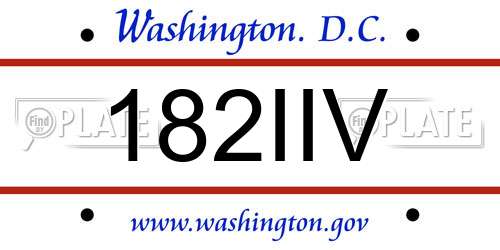 182IIV District Of Columbia License Plate