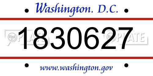 1830627 District Of Columbia License Plate