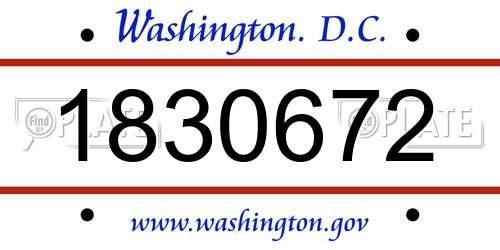 1830672 District Of Columbia License Plate
