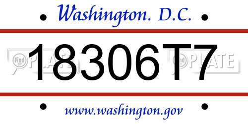 18306T7 District Of Columbia License Plate