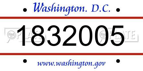 1832005 District Of Columbia License Plate