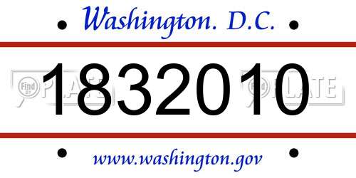 1832010 District Of Columbia License Plate