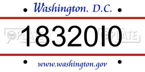 18320I0 District Of Columbia License Plate