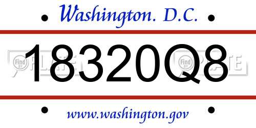 18320Q8 District Of Columbia License Plate