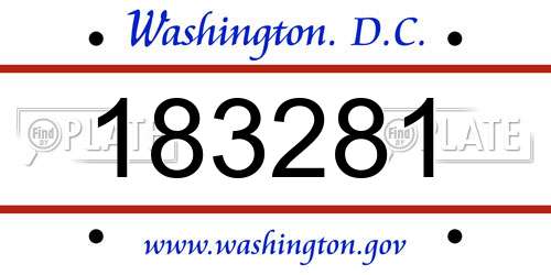 183281 District Of Columbia License Plate