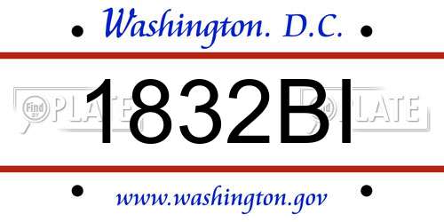 1832BI District Of Columbia License Plate