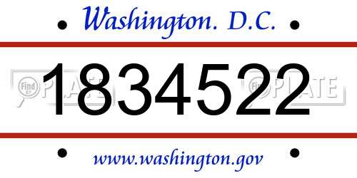 1834522 District Of Columbia License Plate