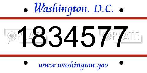 1834577 District Of Columbia License Plate