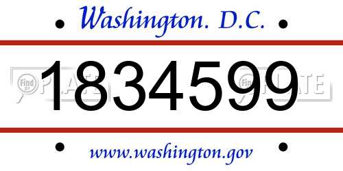 1834599 District Of Columbia License Plate