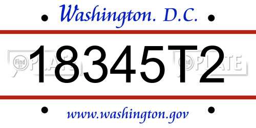 18345T2 District Of Columbia License Plate
