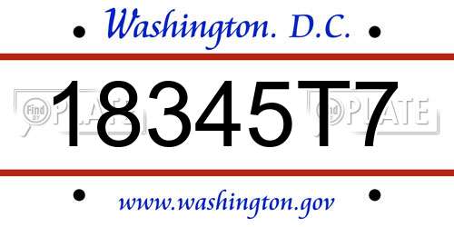 18345T7 District Of Columbia License Plate