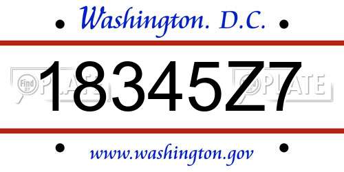 18345Z7 District Of Columbia License Plate