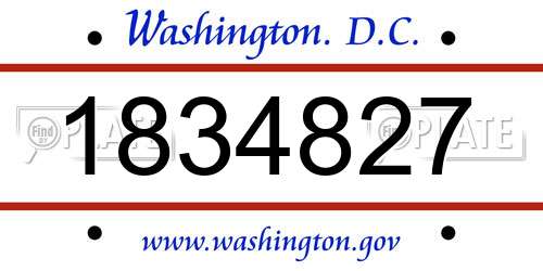 1834827 District Of Columbia License Plate