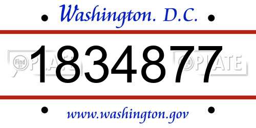 1834877 District Of Columbia License Plate