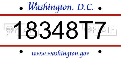 18348T7 District Of Columbia License Plate