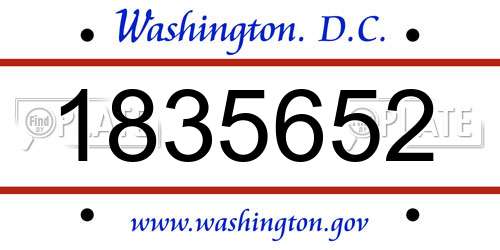 1835652 District Of Columbia License Plate