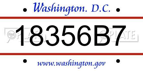 18356B7 District Of Columbia License Plate