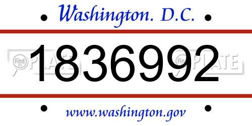 1836992 District Of Columbia License Plate