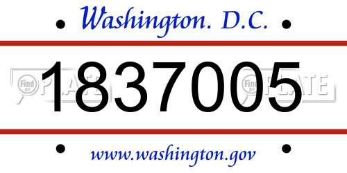 1837005 District Of Columbia License Plate