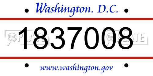 1837008 District Of Columbia License Plate