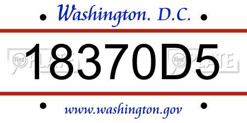 18370D5 District Of Columbia License Plate