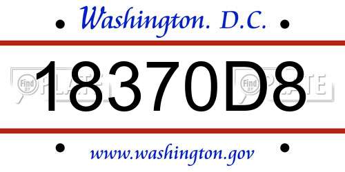 18370D8 District Of Columbia License Plate