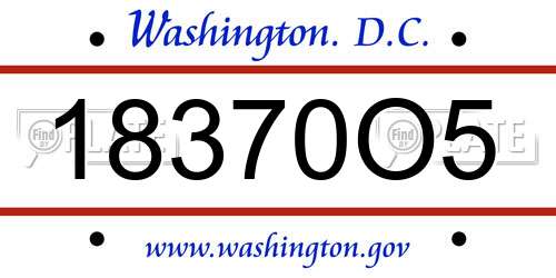 18370O5 District Of Columbia License Plate