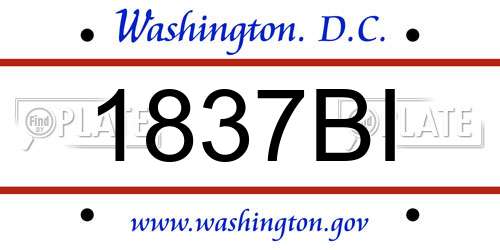 1837BI District Of Columbia License Plate