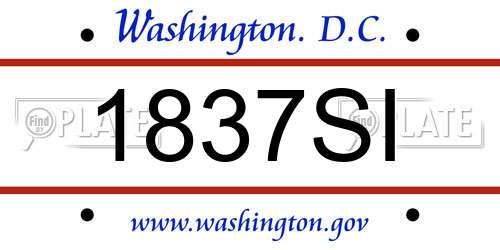 1837SI District Of Columbia License Plate
