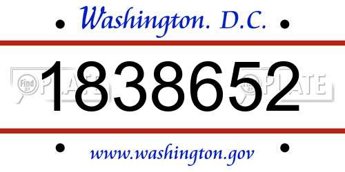 1838652 District Of Columbia License Plate