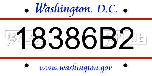 18386B2 District Of Columbia License Plate