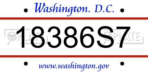 18386S7 District Of Columbia License Plate