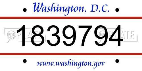 1839794 District Of Columbia License Plate