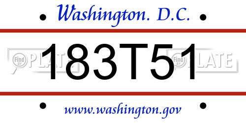 183T51 District Of Columbia License Plate