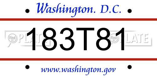 183T81 District Of Columbia License Plate