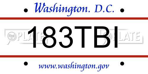183TBI District Of Columbia License Plate
