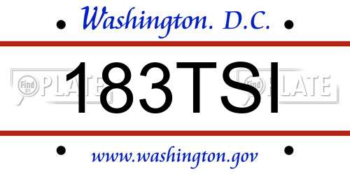 183TSI District Of Columbia License Plate