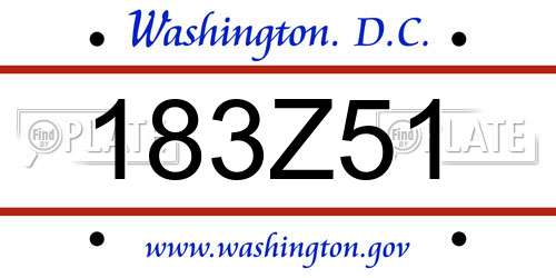 183Z51 District Of Columbia License Plate