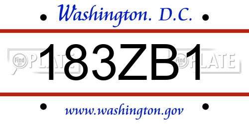 183ZB1 District Of Columbia License Plate