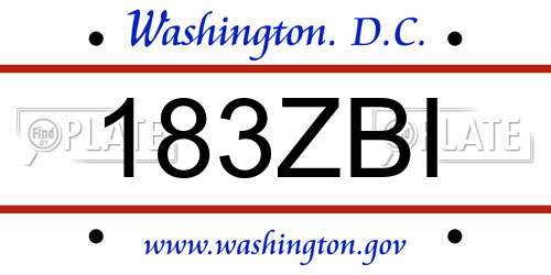 183ZBI District Of Columbia License Plate