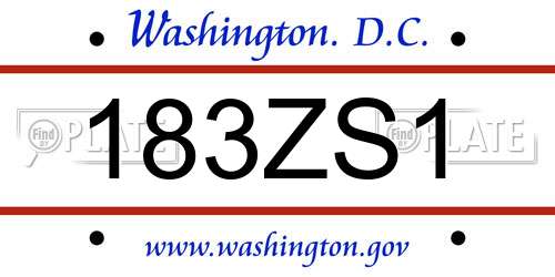 183ZS1 District Of Columbia License Plate