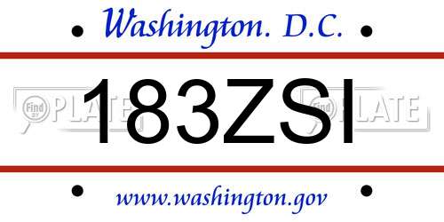 183ZSI District Of Columbia License Plate