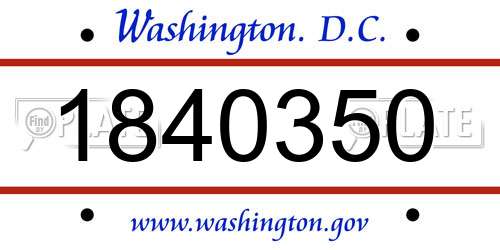 1840350 District Of Columbia License Plate